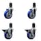 Service Caster 4'' Blue Poly Wheel Swivel 1-5/8'' Expanding Stem Caster Set 2 Brakes, 4PK SCC-EX20S414-PPUB-BLUE-2-PLB-2-158 - alternate 1